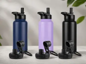 Custom Laser Engraved 32oz Water Bottle 2 Lids