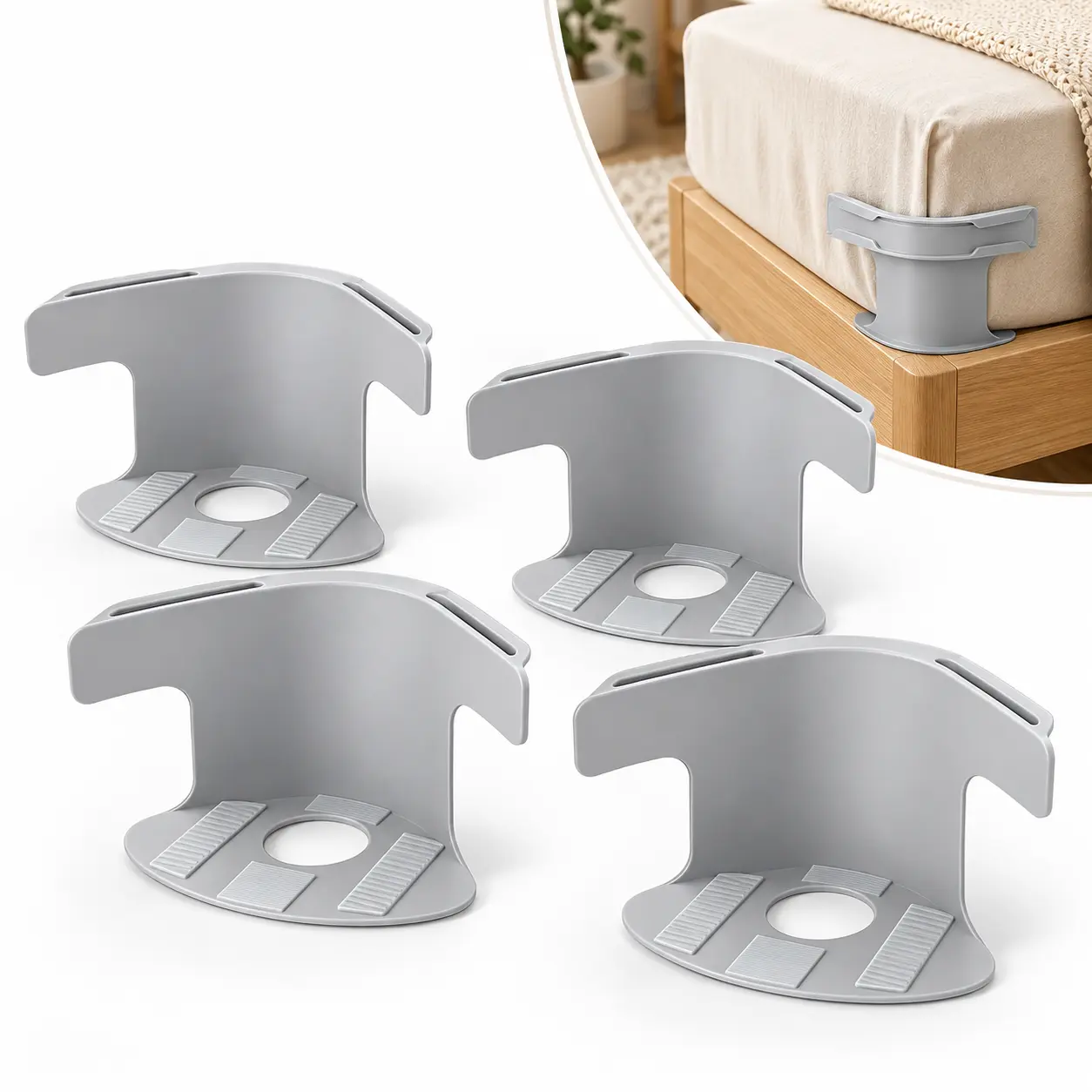 4Pcs Heavy Duty Bed Sheet Corner Holders, Strong Elastic Lock Clips, Stops Sliding & Messy Sheets, Compatible with Fitted Linens for Small-Medium Beds, No More Messy Sheets