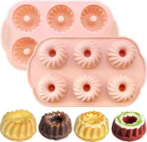 2 count  bundt cake pan nonstick mini bundt pans for baking cupcakes, donuts,  muffins, brownies, jelly