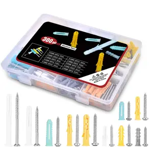 Plastic Drywall Wall Anchors Screws Assortment Kit 300 Pieces