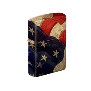 Zippo Lighter - All Over American Flag Brass Finish 540 Fusion Tumbled Patriotic Design Symbol of Patriotism