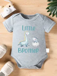 Little Brother Dinosaur Baby Bodysuit Cute Dino Sibling Announcement Onesie for Infants
