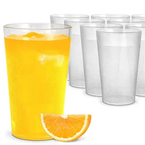 Stock Your Home 5 oz Clear Plastic Reusable Cups, (12 Pack) Pebbled Juice Glasses, Acrylic Cups, Small Plastic Drinking Glasses