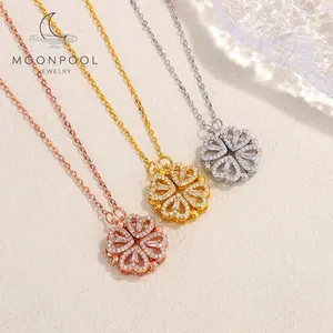 【#23】Four-Leaf Clover Crystal Pendant Necklace in Sterling Silver