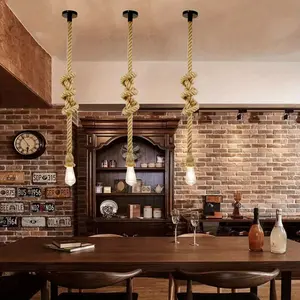 Vintage-Style Hemp Rope Lanyard, Natural Rope with Black Metallic Base, Perfect for Cafes Bar & Home Decor, Bar Decoration