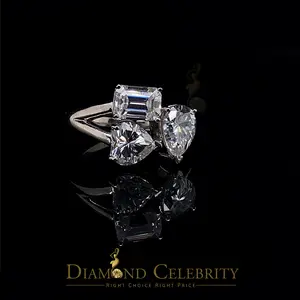 Celebrity's 2.50CT VVS 'D Silver Moissanite White Toi et Moi Enagement Ring Size 7 For Women luxury engagement
