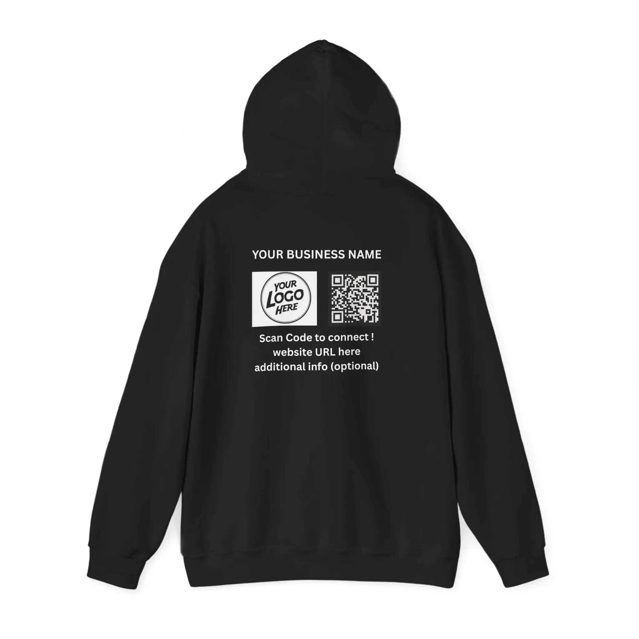 Custom QR Code Business Hoodie, Personalized Logo Website Hoodie