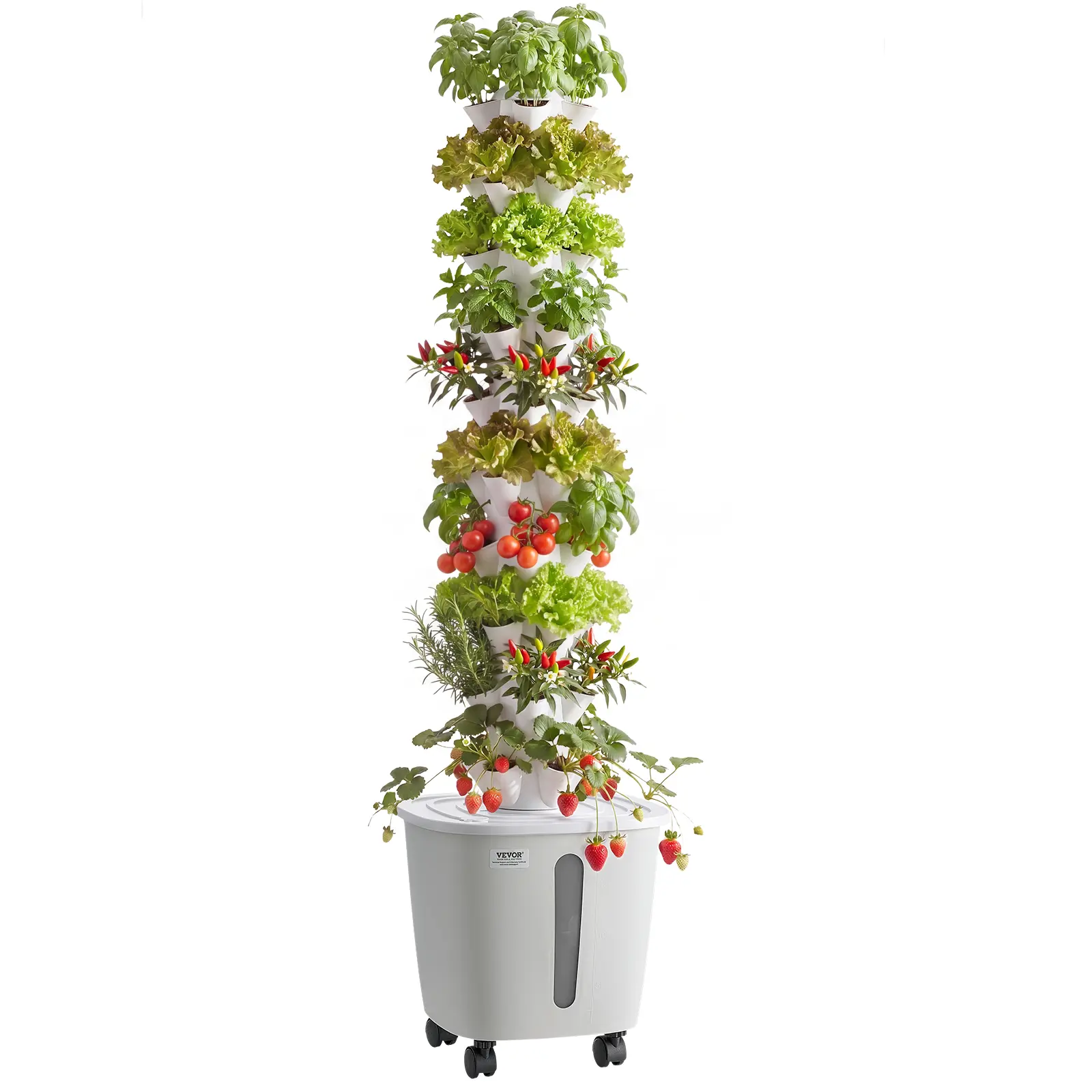 【SummerFinds】VEVOR 10-Tier Vertical Hydroponic Tower Kit, 50-Pod Hydroponics System with App Control, Casters, 20L Tank, Pump, Pump Runtime Adjustment, Compact Design, Easy Setup, Beginner-Friendly Indoor Garden for Plant Growth, Fathers Day