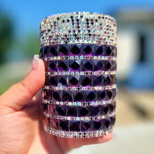 Diamond LED Car Ashtray, Smokeless Mini Ashtray with Clips for Vent, Bling Ashtray for Car Cup Holder and Home Office Travel