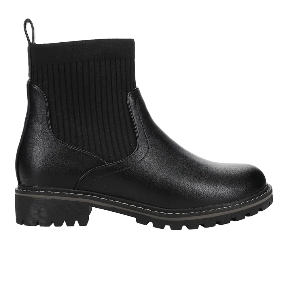 Corkys Womens Cabin Fever Round Toe Chelsea Casual Boots Ankle Low Heel 1-2" - Black