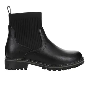 Corkys Womens Cabin Fever Round Toe Chelsea Casual Boots Ankle Low Heel 1-2" - Black