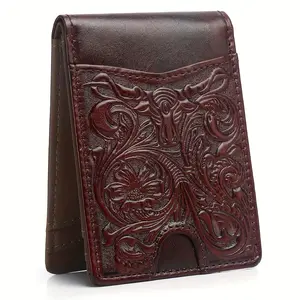 Full Grain Leather Wallets for Men Western Cowhide Leather Bifold Short Wallets for Men with 11 Slot Credit Card Holders Slim Minimalist Wallet, Gifts for Men