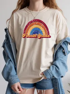 Fourth Grade Retro Rainbow Shirt - Team Pick