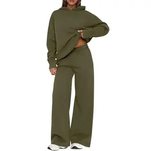 PrettyGarden Womens Sweatsuits 2 Piece Set Casual Winter Long Sleeve Hoodie Loose Wide Leg Sweatpants Fall Tracksuit