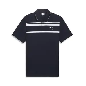 PUMA Mens Essentials Elevated Striped Short Sleeve Shirt Casual Casual - Blue