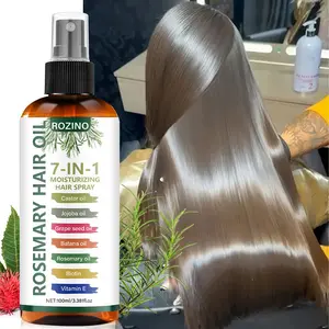 ROZINO Rosemary Multi-Ingredient Hair Care Spray - 7-in-1 Moisturizing Formula with Castor Jojoba Grape Seed Biotin & Vitamin E Oils for Healthy Hair Care Unisex