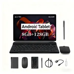 10.1 Inch Android Tablet PC, Tablet With Keyboard, 8GB RAM (3+5GB Extend), 128GB(32+96GB Extend) Storage, Keyboard, Case, Mouse, Touch Pen, Dual Camera, Multi-Use