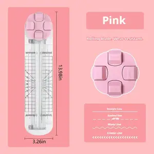 Pink Paper Cutter 4-in-1 Paper Trimmer Multi-Function Scrapbooking Tool with Straight, Wave, Perforated & Creasing Blades for Craft Paper,Cardstock, Coupon, Label, Photo,Postcard