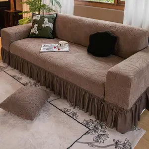 Floral Pattern Sofa Cover with Ruffle Trim, 1 Count Dustproof Elastic Sofa Slipcover, Sofa Protector for Home Living Room, Sofa Furniture Protector