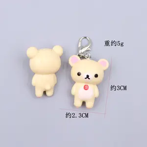 Kawaii Rilakkuma Easy Bear Keyrings Lazybear Doll Keychains Bag Clothing Puller Phone Rope Necklace Accessories Pendants Gift