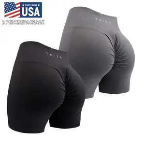 2 Pcs TKITK 2.0 Dynamic Shorts Pro Solid Surnch Seamless Half Pants Women Soft  Fitness Outfits Yoga Pants Gym Running Bike Wea