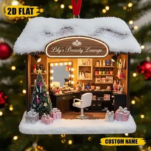 Personalized Beauty Salon Ornament, Hair Salon Christmas Ornament, Hair Salon Christmas Decor, Hair Stylist Gift, 2D Flat