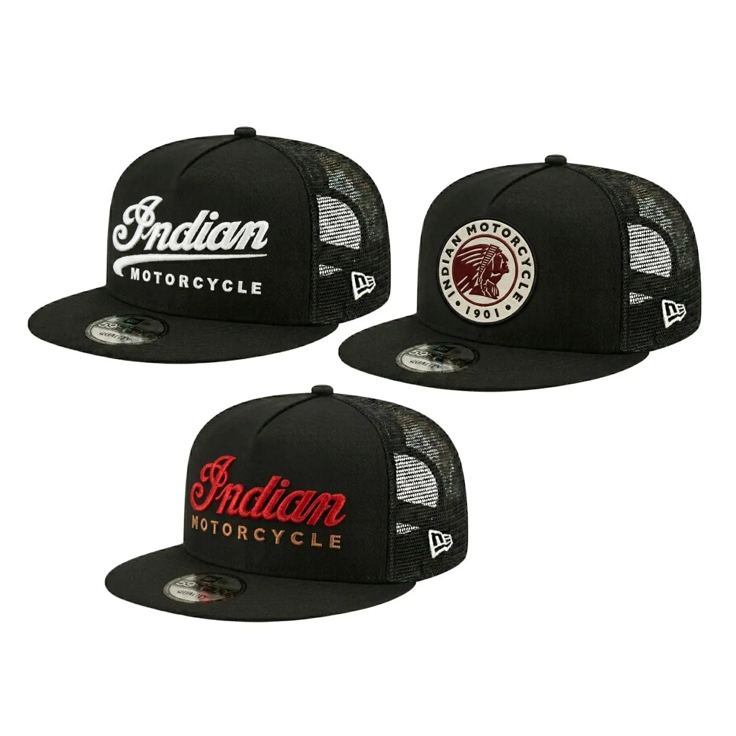 Vintage Motorcycle Embroidered Trucker Hat, Classic Rider Graphic Snapback Cap, Black Mesh Back Flat Brim Baseball Hat with Retro Bike Inspired Design, Adjustable Streetwear Hat for Men Women, Outdoor Riding Fashion Accessory and Garage Style Gift