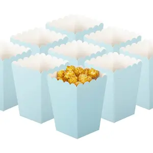 Light Blue Popcorn Boxes Set of 36 Mini Paper Popcorn Favor Boxes Open-Top Cardboard Popcorn Container for Party Supplies