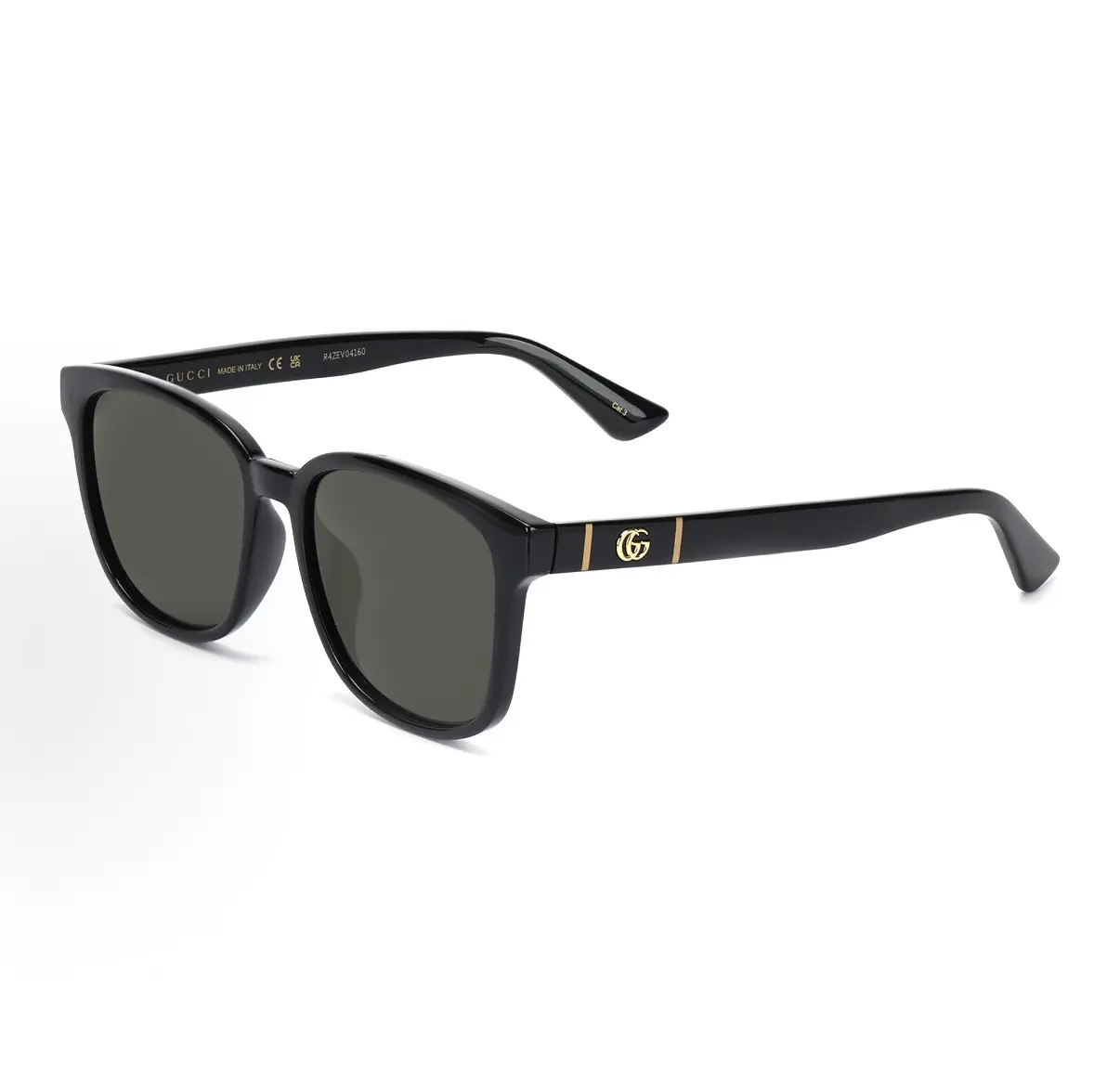 Pre-owned Brand New,Gucci Square Sunglasses Black Acetate Gold Interlocking GG Logo