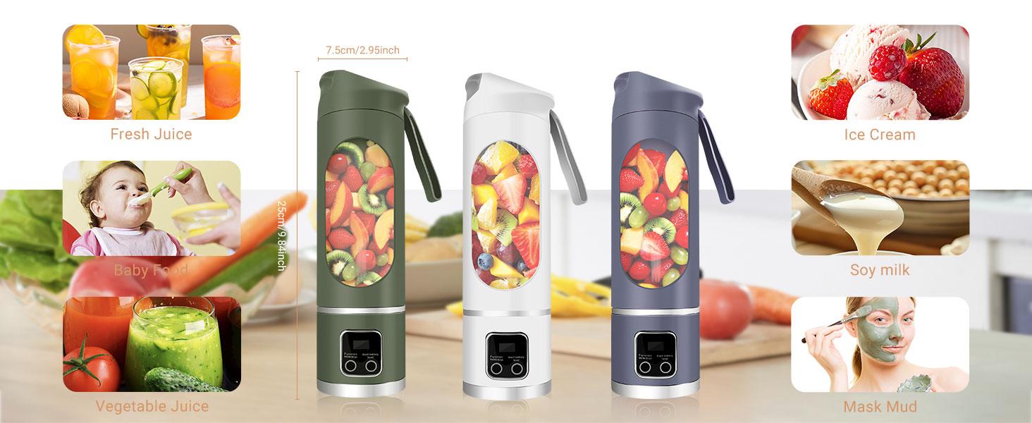 Portable Blender - USB Charging Handheld 500ML Mini Electric Juicer, 50W 1.23 lbs Compact Multifunctional Mixer with 12 Cutting Blades, 1500 mAh Battery, 21000 RPM, 45 Seconds Blending for Shakes, Smoothies (Party Gift, Home Supply), Blenders For Smoothie