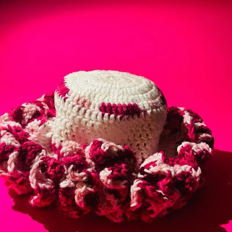 Knit bucket hat with Ruched design handmade with love ? Handmade with love! Learn how to crochet this trendy  main image 2