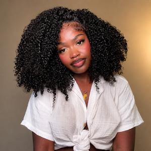 [4C Baby Hair] Menglle Hair Pre Cut 7X6 Kinky Curly Lace Front Wig Human Hair Glueless Wigs Ready To Wear Middle Part Curly Wig 200%/250% Density#Summervibes#DealsForYouDays