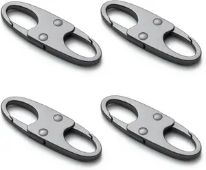 Anti Theft Zipper Clips Double Opening Small Carabiner Clips, 4Pcs Elegant Zinc Alloy Zipper Pull Replacement for Travel, Commuting and Camping (Space Grey)
