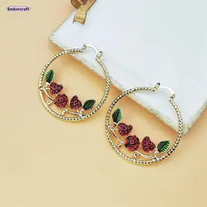 Women's Colorful Rose Motif Statement Earrings Set - 48 Pieces, Trendy Vintage Style, Bold Fashionable Jewelry Accessories for Daily Wear, Gifting