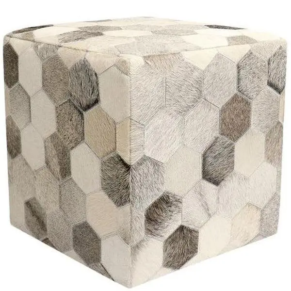 Canvello Home Cowhide Ottoman 18" x 18" x 18"