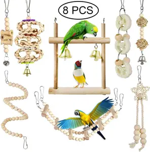8 Ways to Keep Your Parrot Happy Natural Wood Swing & Chew Toy Set