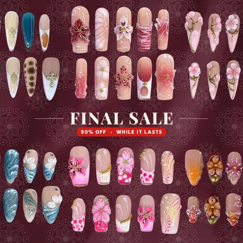 NailVesta Final Sale Collection – 100% Handcrafted 3D Press-On Nails | Reusable, Long-Lasting, Salon-Quality nail art
