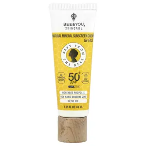 Bee & You Natural Mineral Sunscreen Cream, For Face, 50+ SPF, 1.35 fl oz (40 ml)