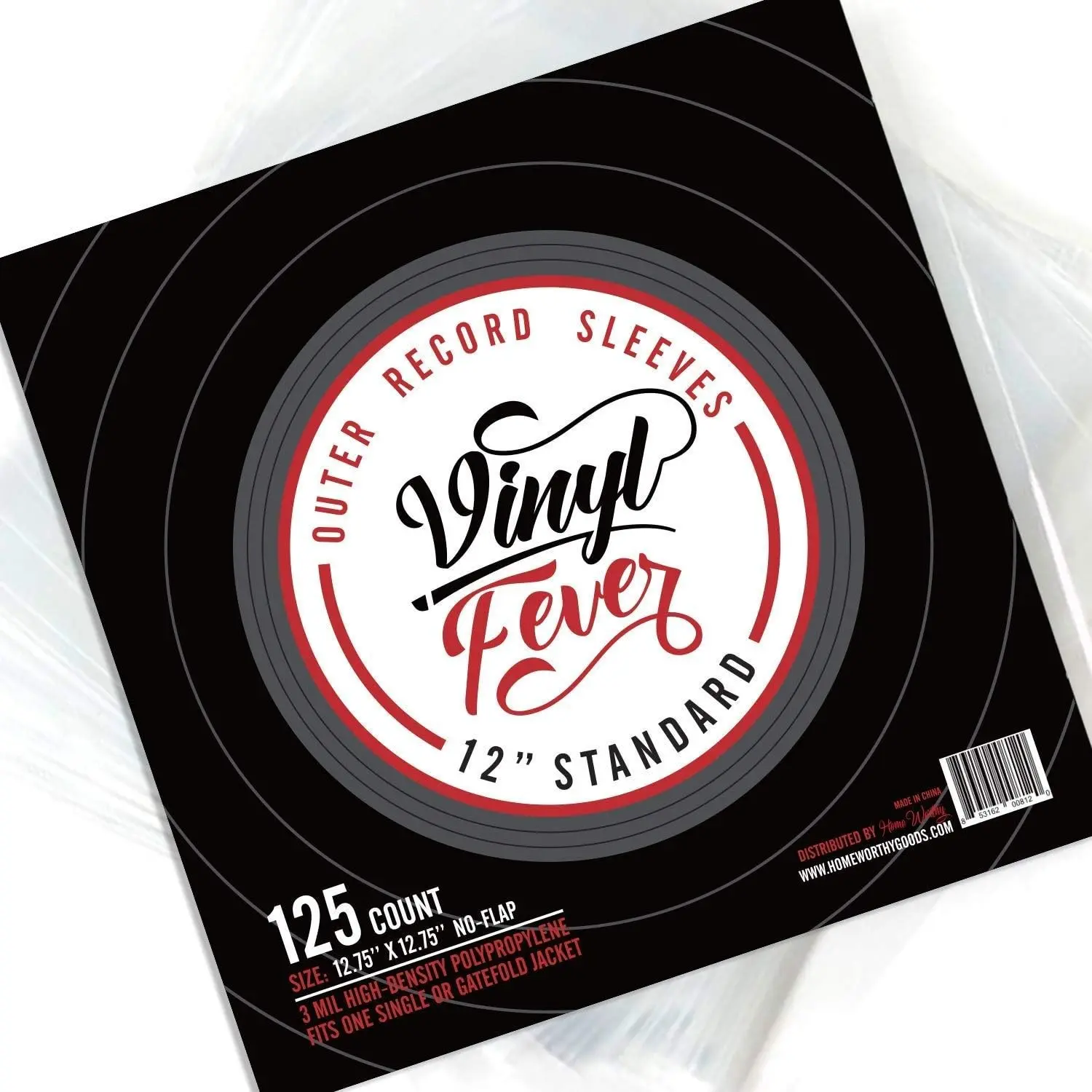 Vinyl Fever Record Sleeves [125 Pack] - Outer Album Covers With Premium Clarity - Durable 3 Mil Thick Polypropylene Sleeves for 12 Inch LPs and Archival Album Storage