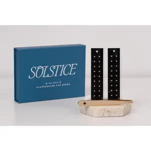 24k Gold Ear Seed Kit | Acupressure for Sleep, Tension & Stress Relief | Designed by Certified Auriculotherapist | 40 Seeds + Placement Maps + Tweezers + Free iOS App