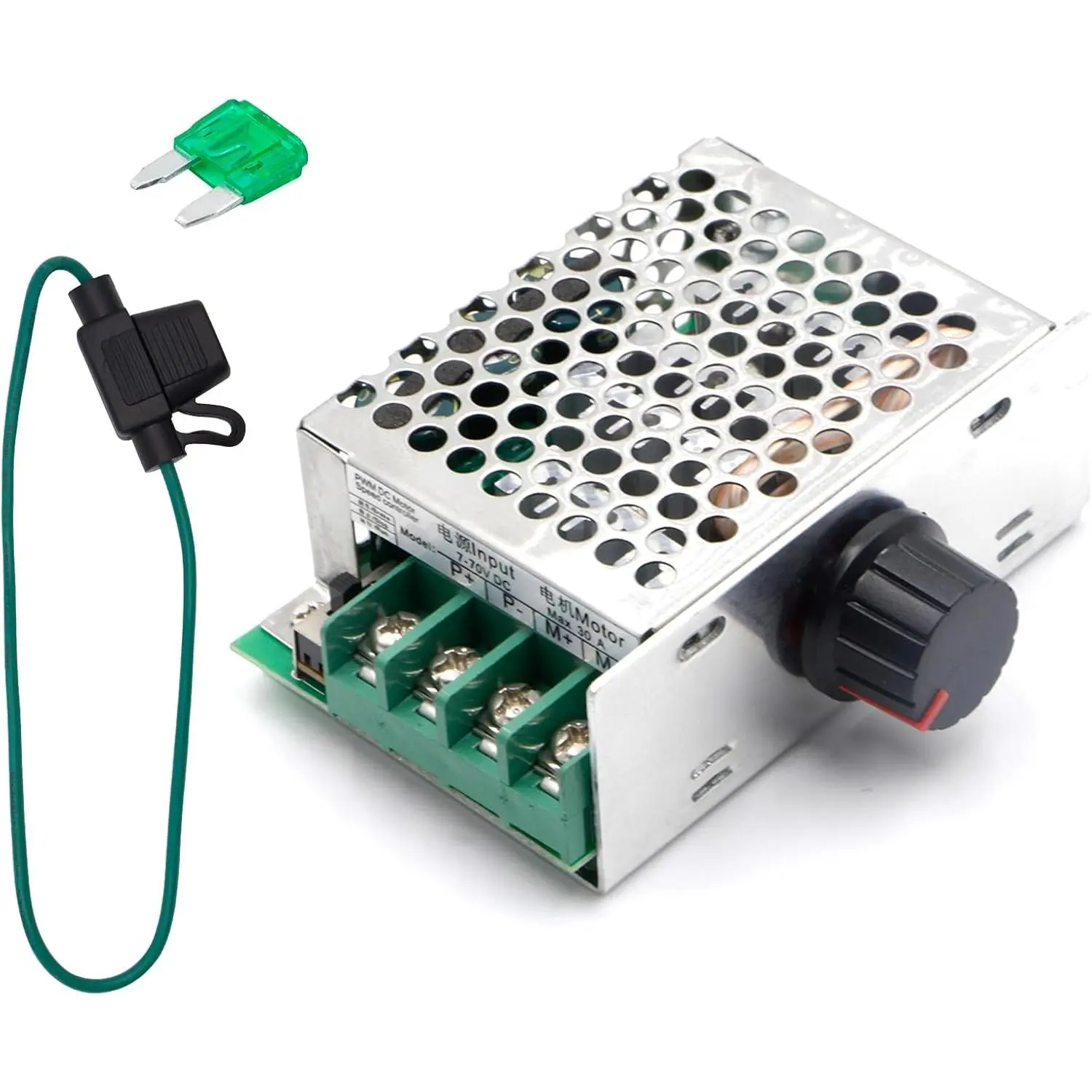30A PWM DC Motor Speed Controller Switch for Home Improvement - 7-70V, 12kHz PWM Frequency, 100V Rated, 250W at 12V, 400W at 60V, 500W Max, Wide-Range Duty Cycle Adjustment, Vibration-Free Noise-Free Stable Operation (DC Speed Regulators)