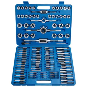 110-Piece Metric Tap and Die Set M2-M18, Heavy Duty Screw Thread Repair Kit with Wrench Handle, Alloy Steel Threading Tool for Automotive, Mechanics & DIY Metalworking, Complete Thread Chaser & Bolt Restorer Hand Tool Kit