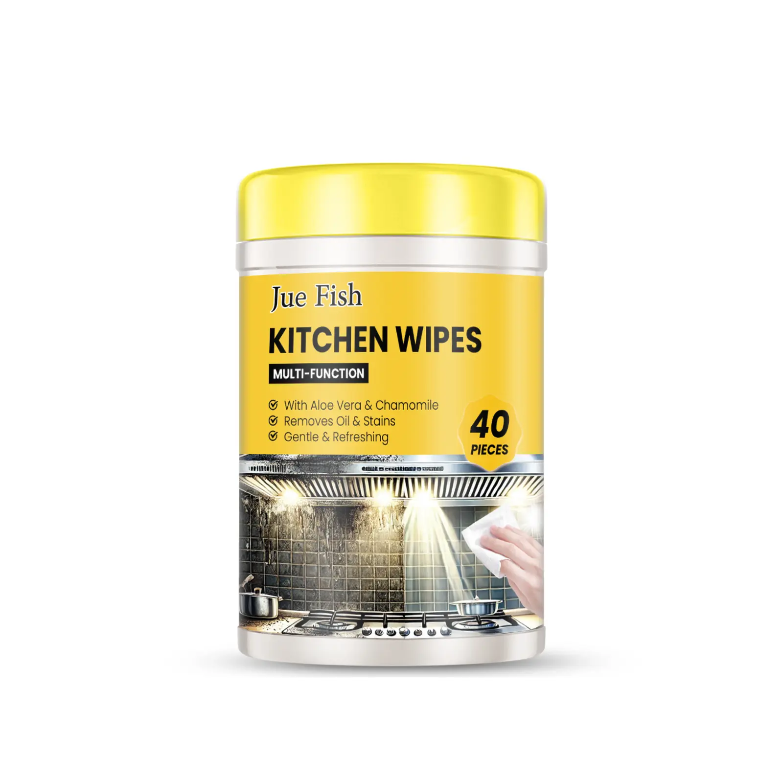 Jue-Fish Heavy Oil Removal Oil-Absorbent Kitchen Wipes, Multi-Use Roller Pack for Household Countertop, Stovetop Cleaning