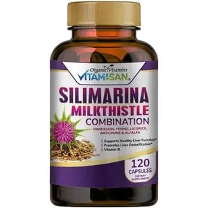 Milk Thistle silimarina with Dandelion, Fennel. Licorice, Artichoke Alfalfa Detox & Cleansing Formula Support Liver 120 Capsules Supplement Natural