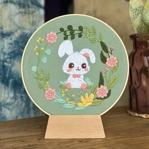 Rabbit embroidery kit for beginners — DIY handmade craft, ideal as a decorative gift