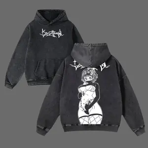 Shizuku Hunter X Hunter Anime Double Printed Vintage Washed Hoodie V2 Unisex Oversize Heavyweight Cotton for Anime Fans and Lovers, Anime Manga graphic