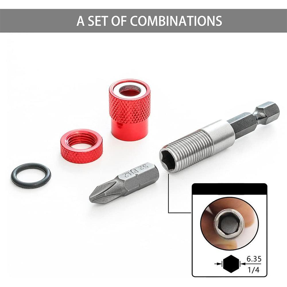 Fathersdaygift 2pcs Adjustable Screw Depth Screwdriver Bit Holder Magnetic Steel Screwdriver Drywall Bit 1/4 Inch Hex Shank with S2 Phillips 2 Screw Driver Bits Fathers Day Gifts
