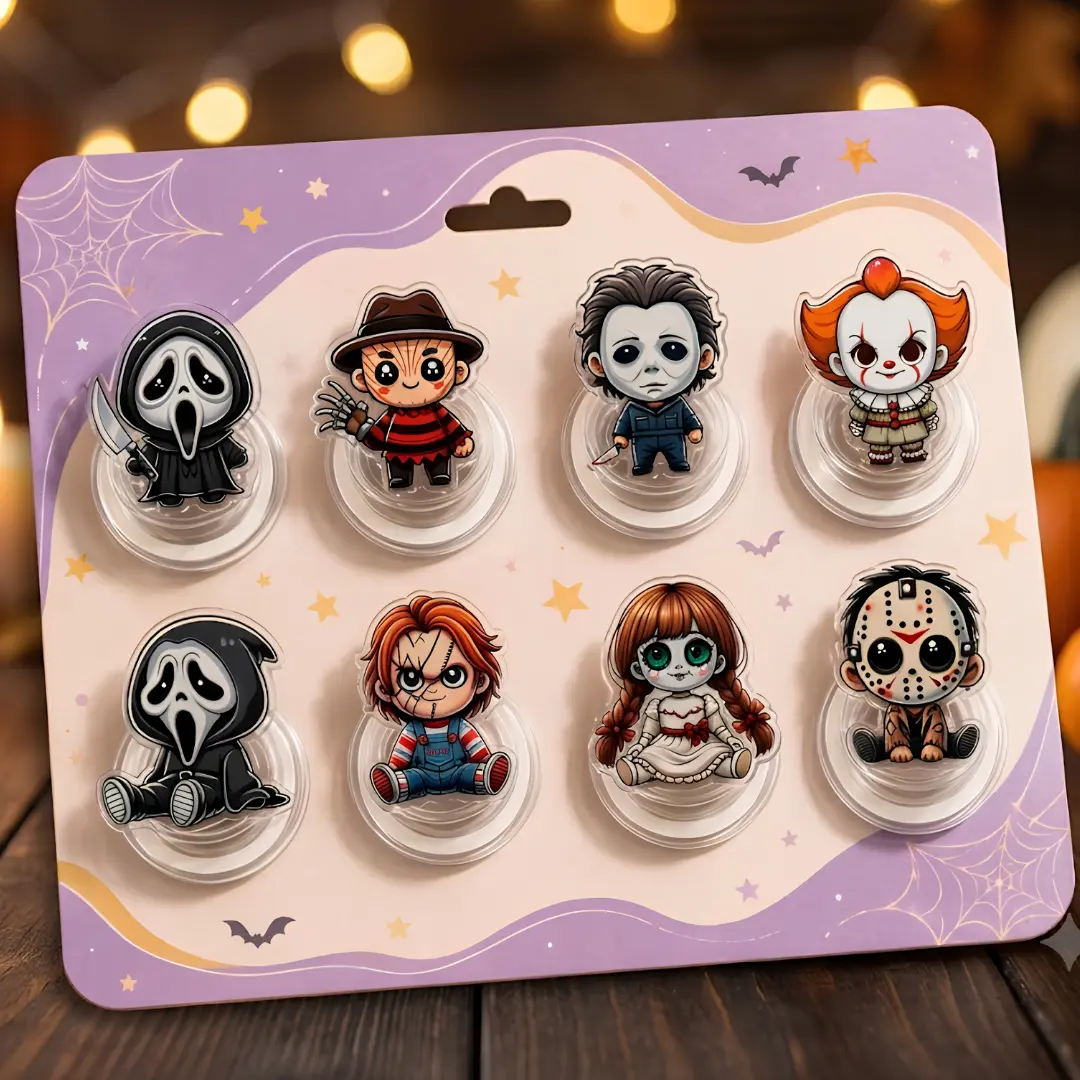 Halloween Horror Movie Character Phone Grip Set Cute Chibi Scary Icon Holder Stand Spooky Season Gift for Horror Fan Phone Case