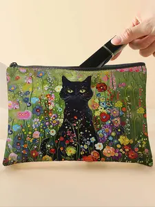Cat Pattern Makeup Bag, Multi-functional Cosmetic Storage Bag, Zipper Makeup Organizer Pouch, Handheld Cosmetic Pouch, Versatile Storage Bag for Travel, Business Trips