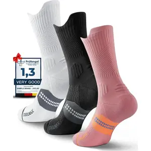 Bamboo Viscose Compression Running Crew Socks, Coolmax Moisture-Wicking Anti-Blister Hiking&Gym Athletic Socks